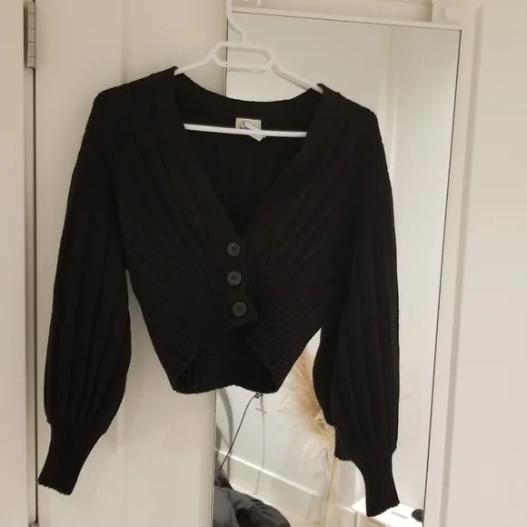Aritzia Black Ribbed Cardigan - Picture 2 of 4